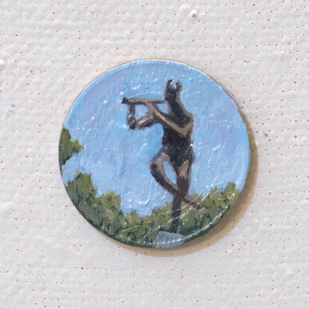 Flute player, oil color on coin, 2,500,000