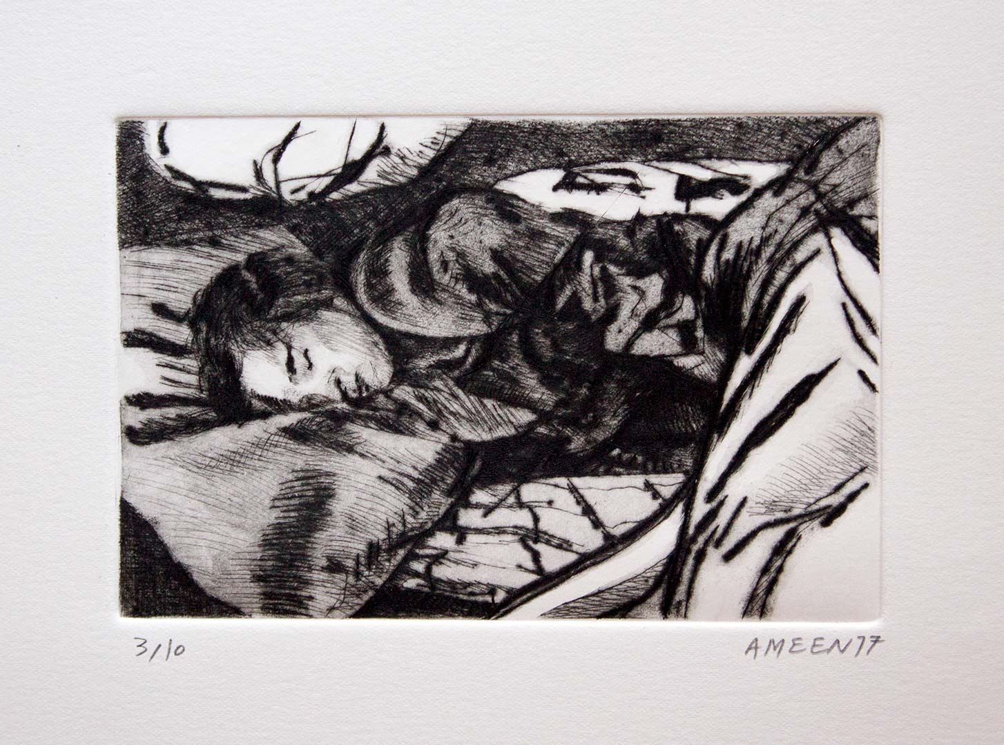 18- Nasrin ,Drypoint, ink on paper, 10x15cm